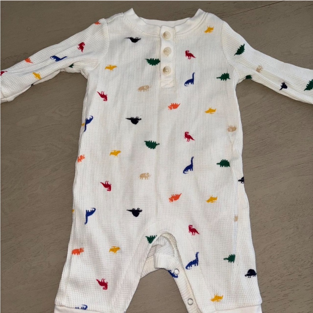 Old Navy White Dinosaur Print Kids Footie